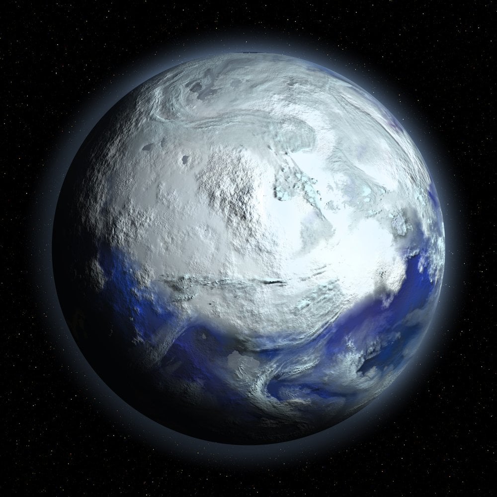 An artistic representation of a frozen Earth (Credit: Discovod/Shutterstock)