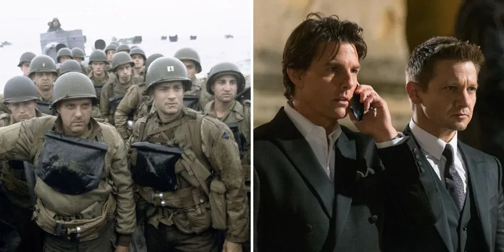 Stills fromSaving Private Ryan(left) andMission Impossible: Ghost Protocol