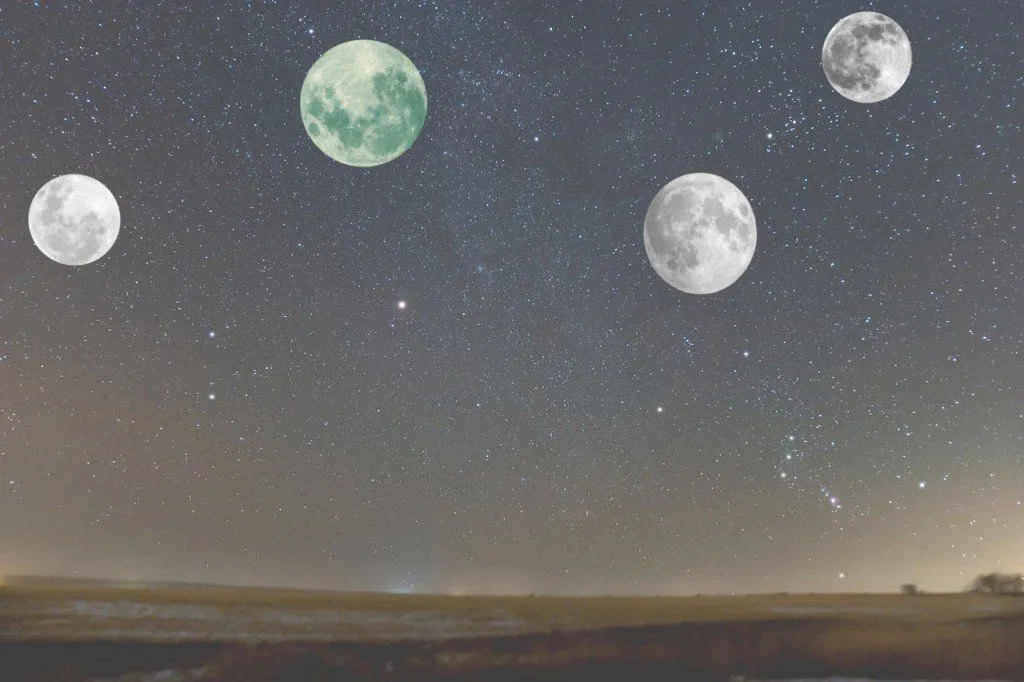 Multiple moons in the night sky