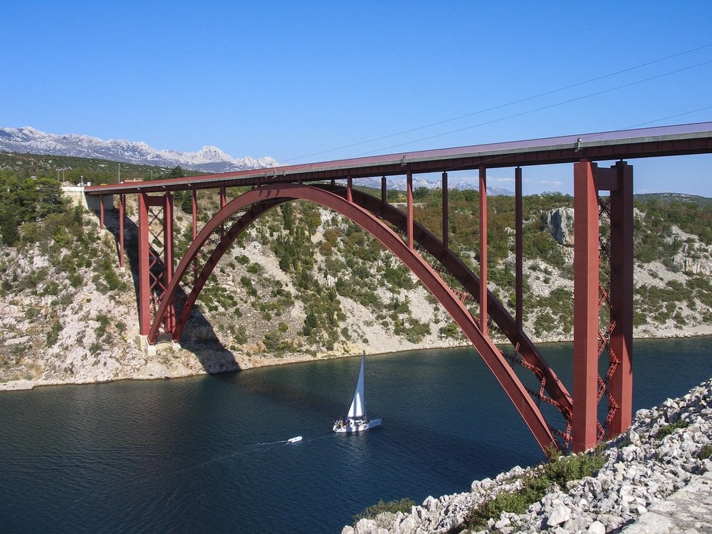 Metal bridge across Maslenica - Croatia curve