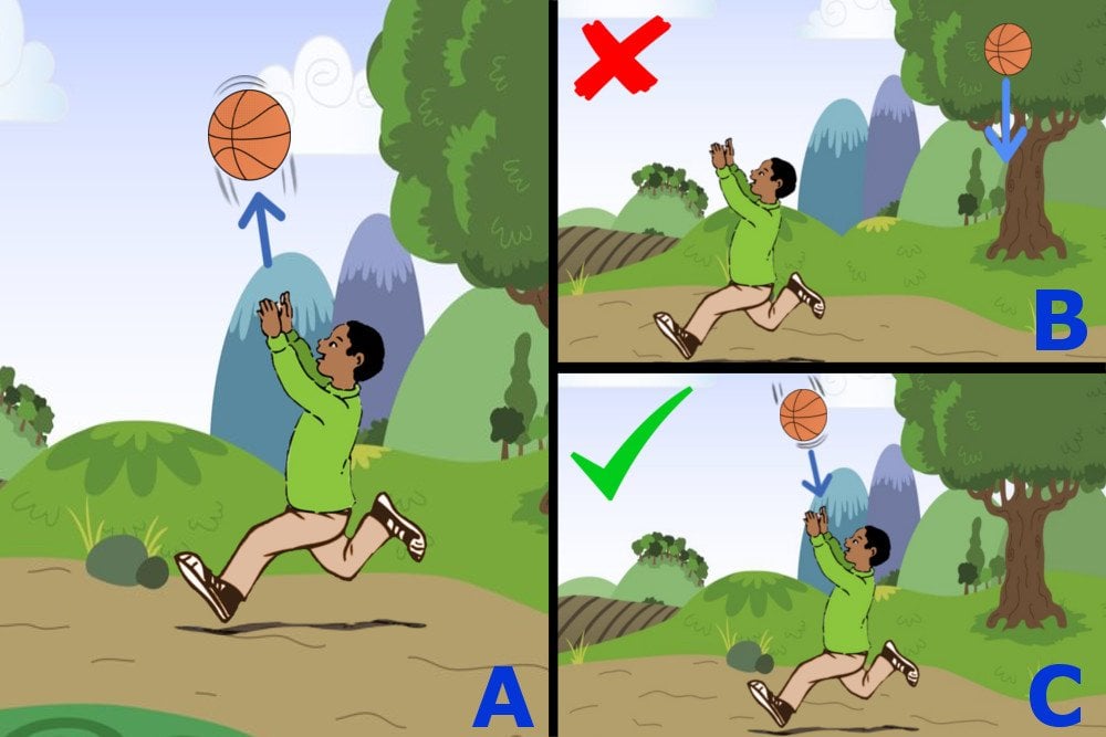 A boy catching a ball