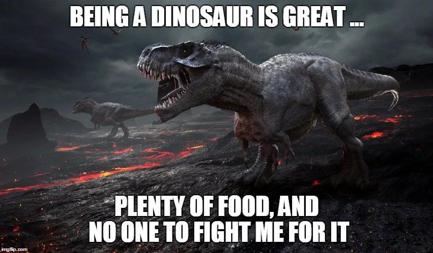 3D rendering of the extinction of the dinosaurs. meme