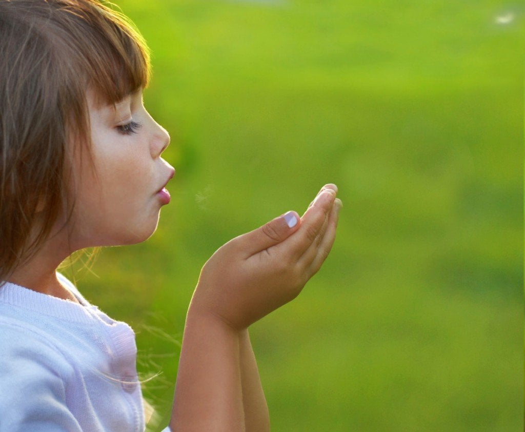 Child girl breathing