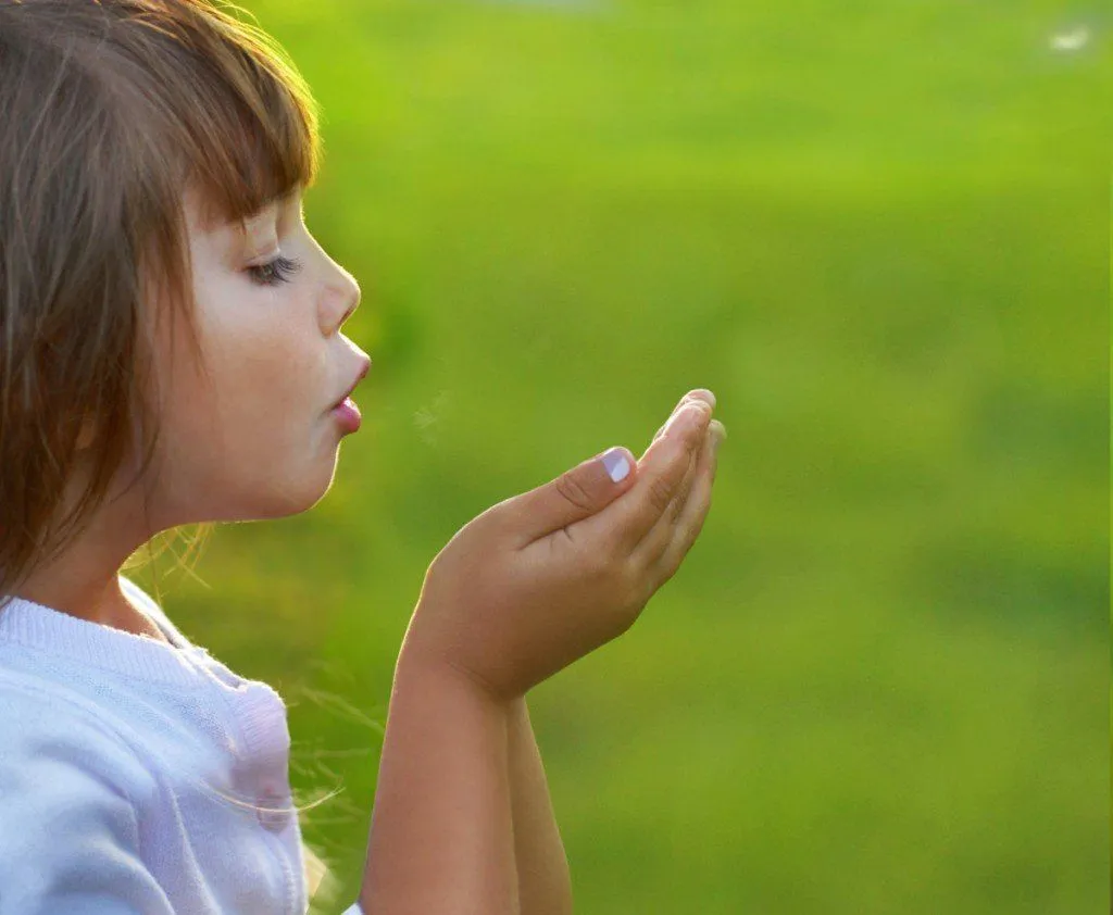 Child girl breathing 