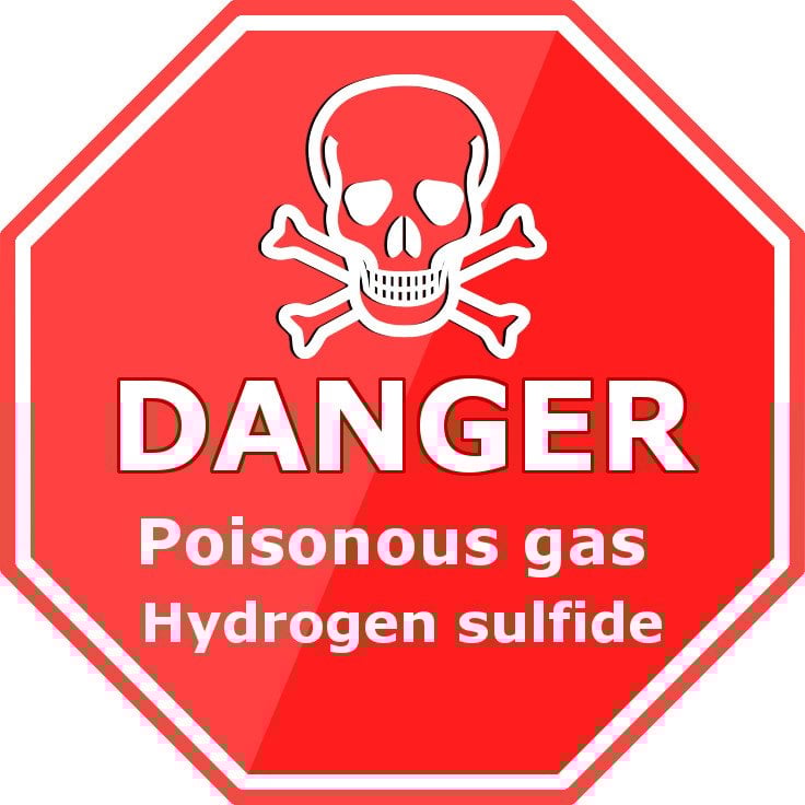 Danger sign poisonous gas hydrogen sulfide