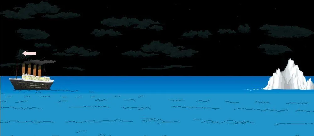 Titanic passed the iceberg