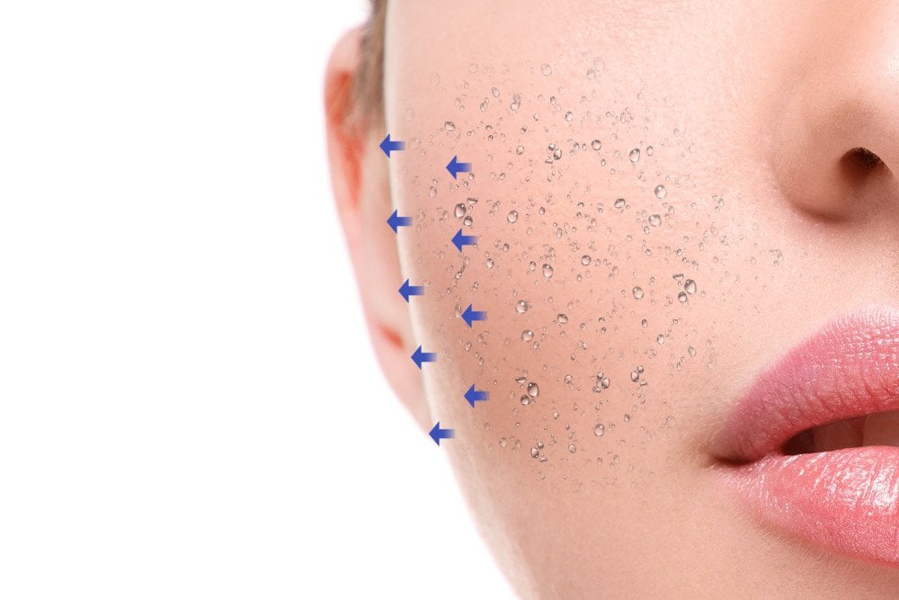 Water molecule on girl face