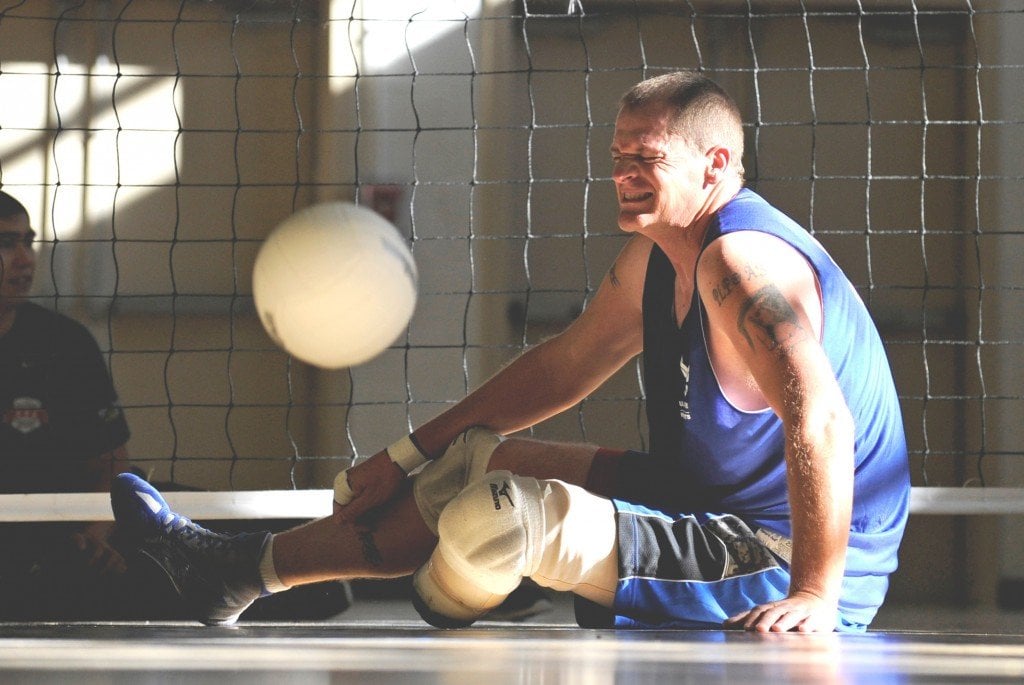 Retired Tech. Sgt. Patrick in pain