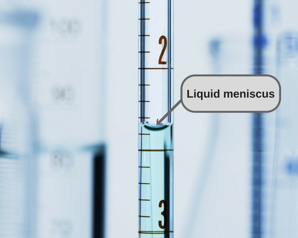 Liquid meniscus curved