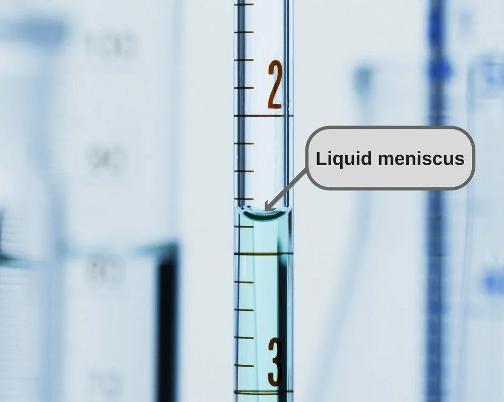 Liquid meniscus curved