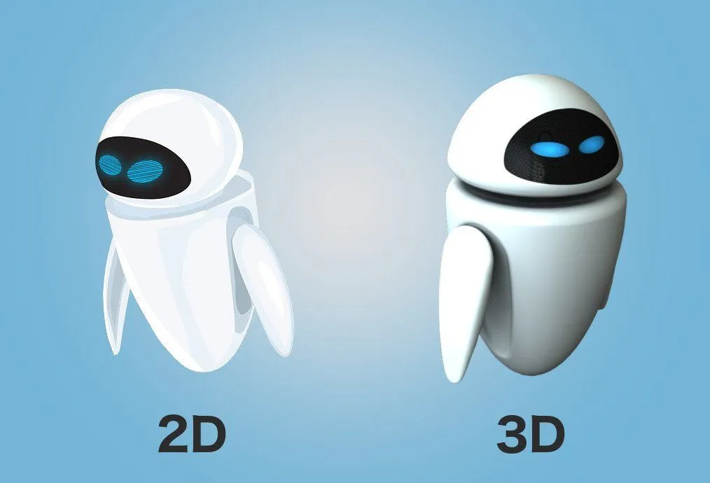 Wall E 2d vs 3d image