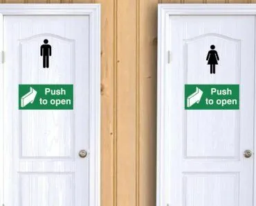 Toilet door men & woman push to open
