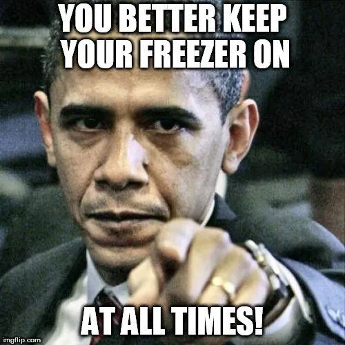 You better keep our freezer on at all times meme