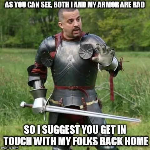 AS YOU CAN SEE, BOTH I AND MY ARMOR ARE RAD meme