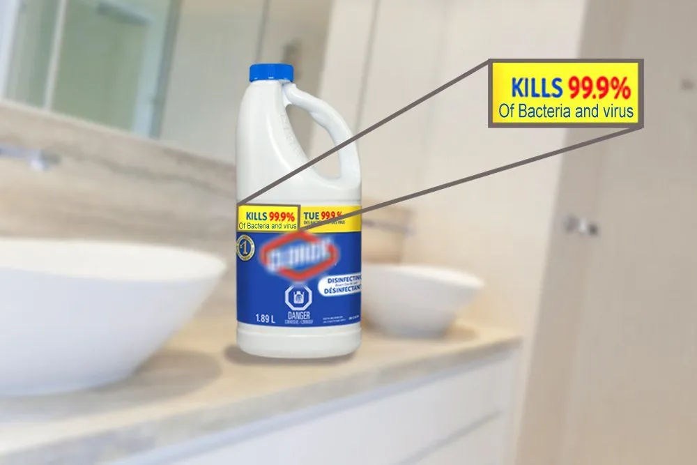 kill 99 % of virus, bleach , anti bacteria