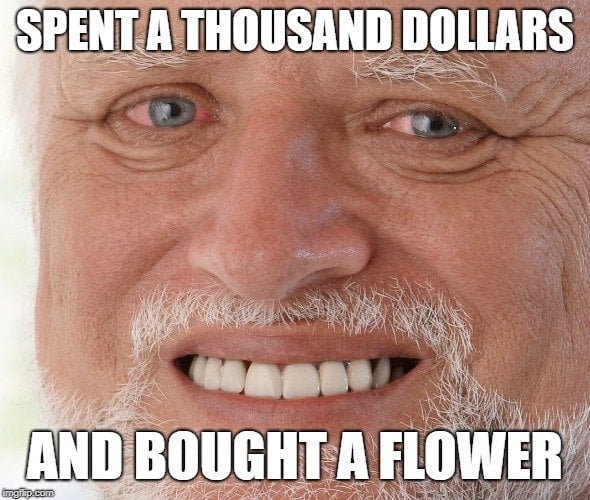 SPENT A THOUSAND DOLLARS; AND BOUGHT A FLOWER meme