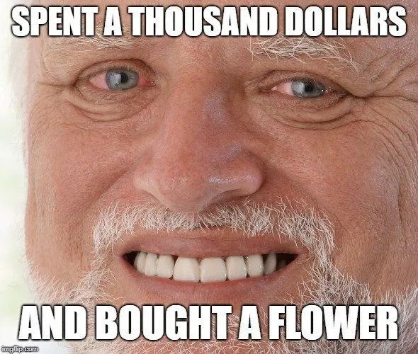 SPENT A THOUSAND DOLLARS; AND BOUGHT A FLOWER meme