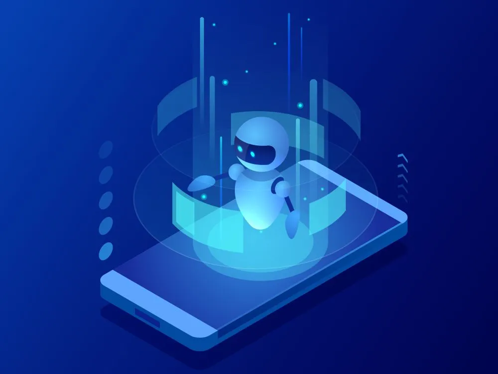 Isometric Science teacher bot concept. Artificial Intelligence(Golden Sikorka)s