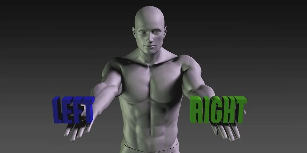 Left or Right as a Versus Choice of Different Belief 3D Illustration Render - Illustration(kentoh)S