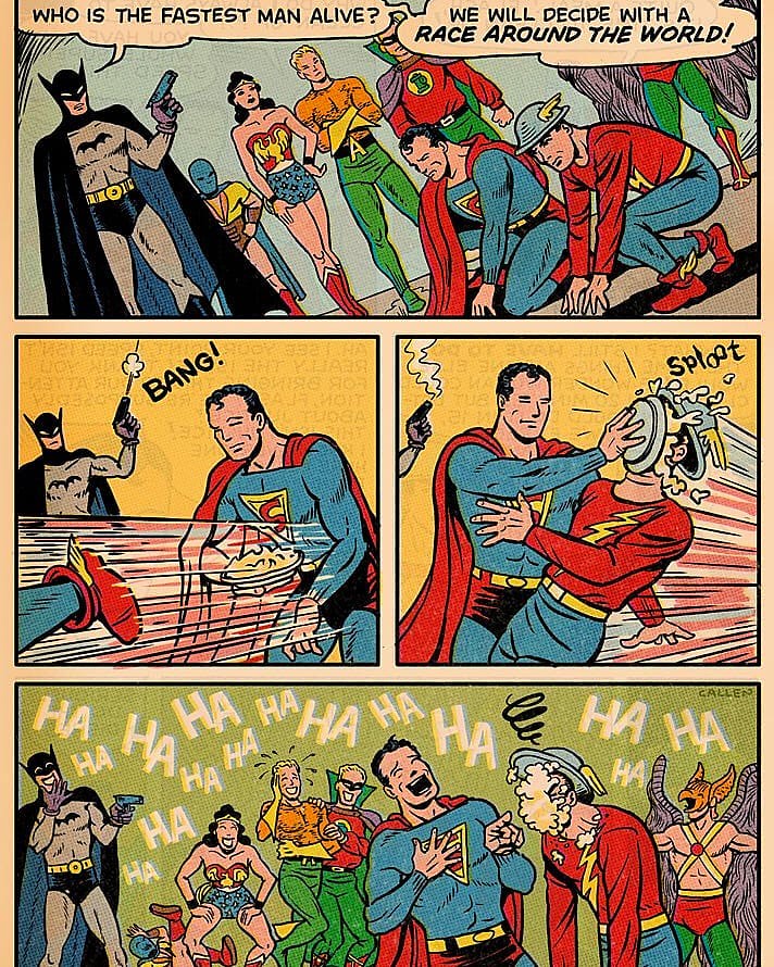 Jay Garrick and Superman Racing. Superman is Clearly way faster than him.