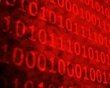 Shiny red binary code on black background - Illustration(Shiny red binary code on black background -Illustration(wavebreakmedia)s