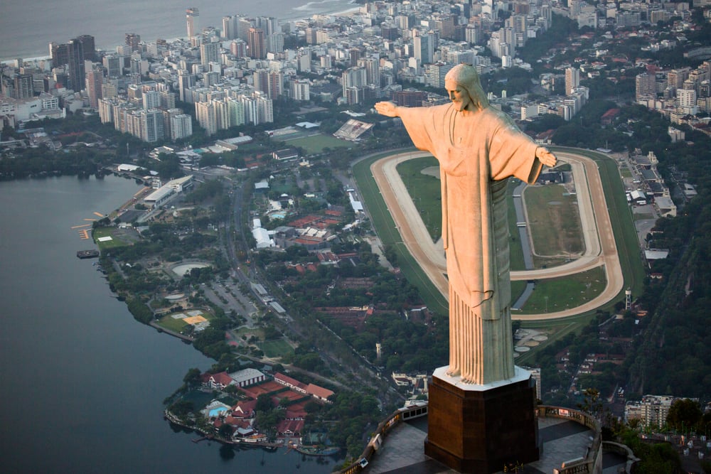 Aerial view of rio de janeiro with the christ redeemer with the city at background. - Image( ricardo cohen - rcview)s