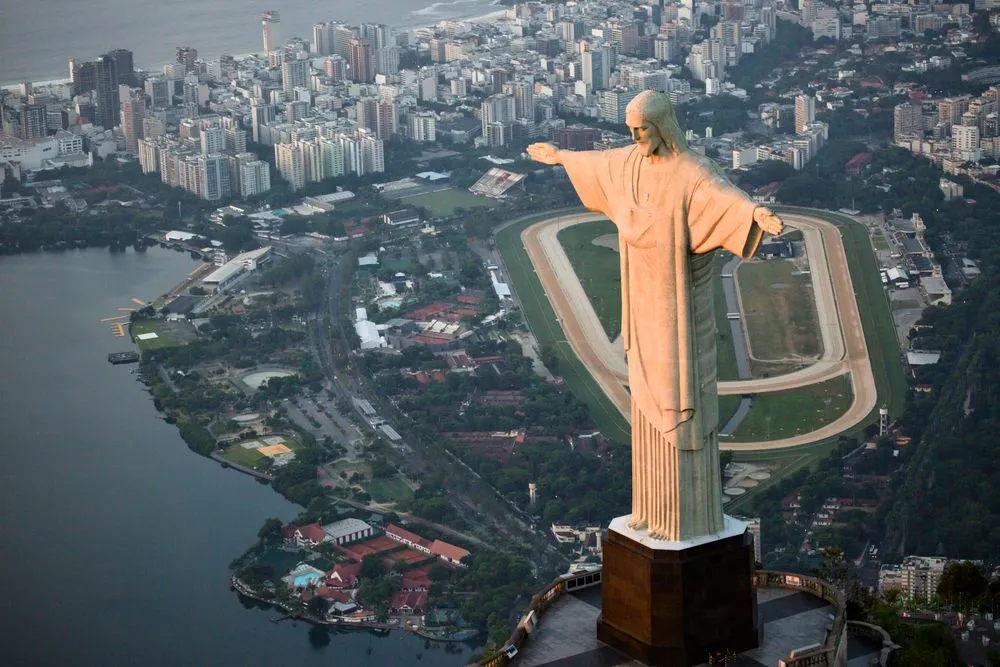 Aerial view of rio de janeiro with the christ redeemer with the city at background. - Image( ricardo cohen - rcview)s