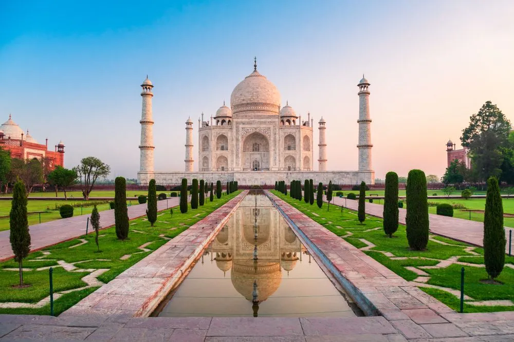 Taj Mahal is a white marble mausoleum on the bank of the Yamuna river in Agra city(saiko3p)s