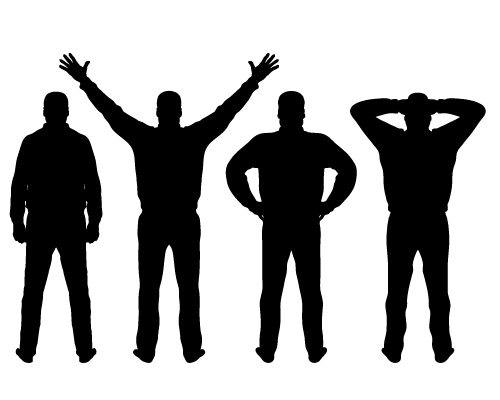 Black silhouettes of man in different poses, vector( Nikola m)s