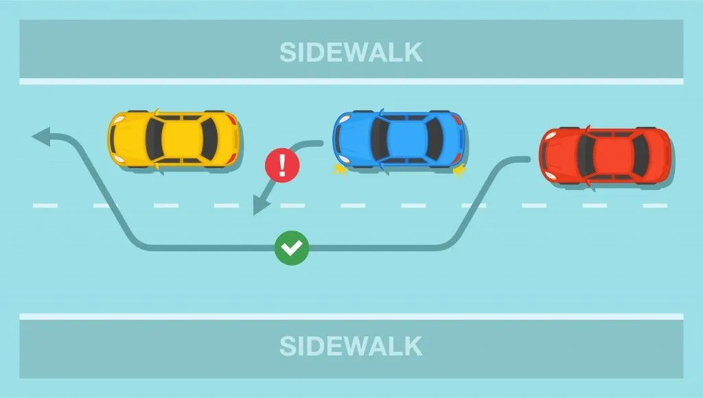 Driving a car. Overtaking or passing rules on the road. Safety drive( Flat vectors)s