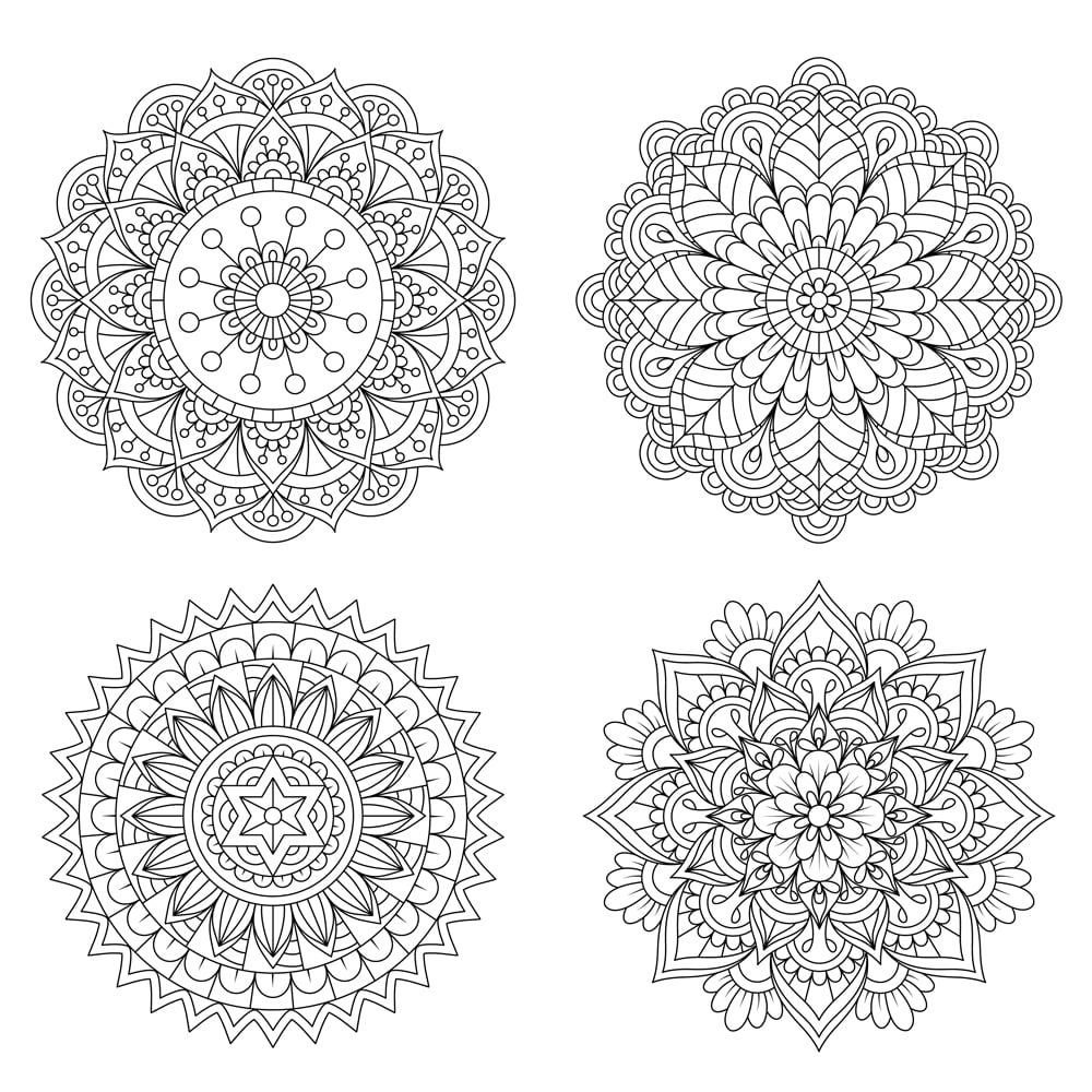 Set of Hand drawn mandala with ethnic floral doodle pattern(09Design_Factory)s
