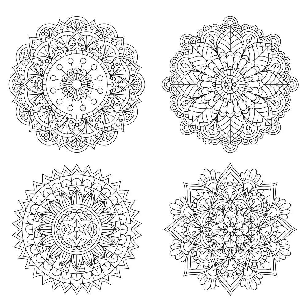 Set of Hand drawn mandala with ethnic floral doodle pattern(09Design_Factory)s