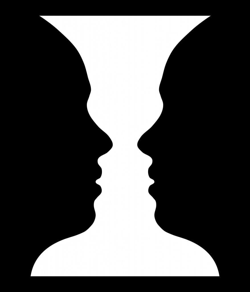 Rubin vase, optical illusion, head girl(Martin Janecek)s