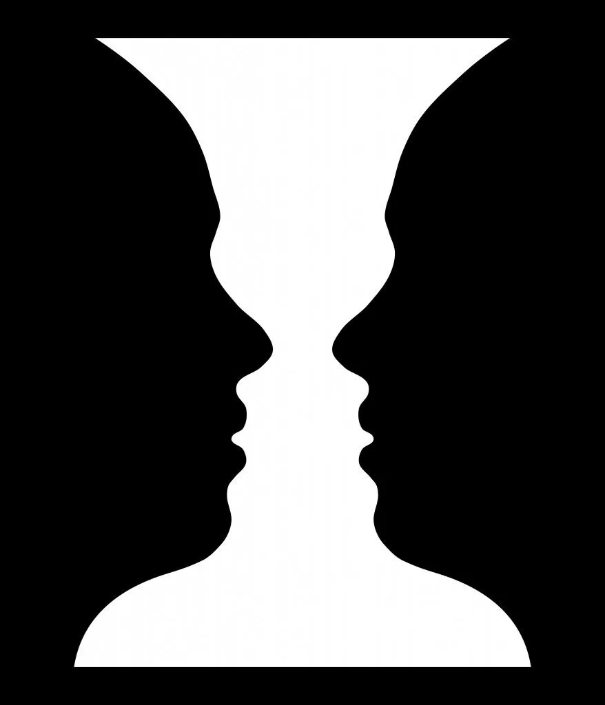 Rubin vase, optical illusion, head girl(Martin Janecek)s