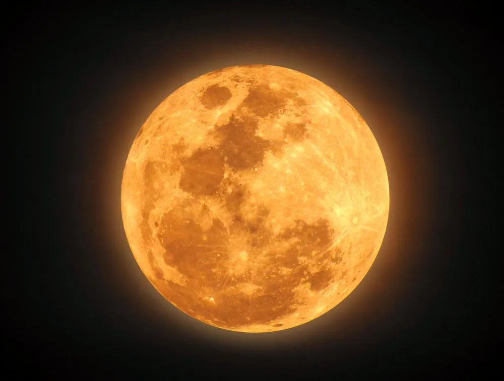 The yellow full moon on black background(pkproject)s