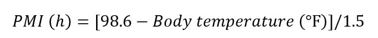 The Glaister Equation used to determine Algor mortis.