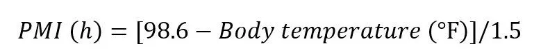 The Glaister Equation used to determine Algor mortis.
