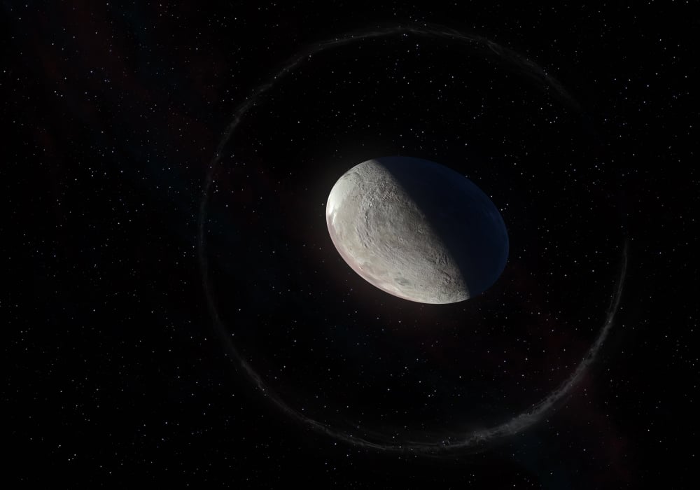 Haumea ellipsoidal dwarf planet with rings in the Kuiper belt(Diego Barucco)s