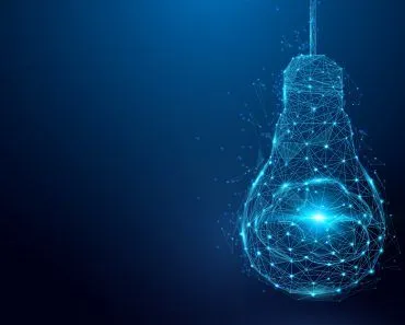 Brain in a lightbulb from lines and triangles, point connecting network(Illus_man)s