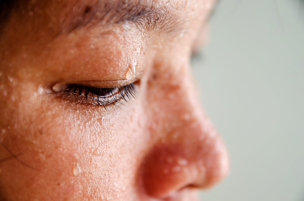 Close up sweating water drop on eyes asian woman(Werayuth Tes)S