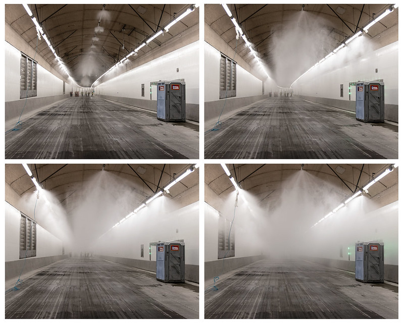 The operation of a deluge sprinkler system.