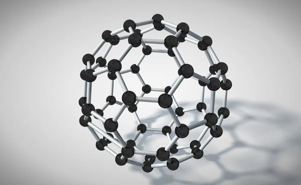 3d,Illustration,Of,Fullerene,Or,Buckminsterfullerene,Molecule.