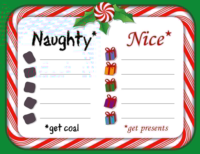 Santa's,Naughty,Or,Nice,Christmas,List.,Whiteboard,With,Candy,Cane