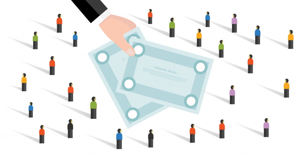 IPO initial public offering selling company stocks to market crowd