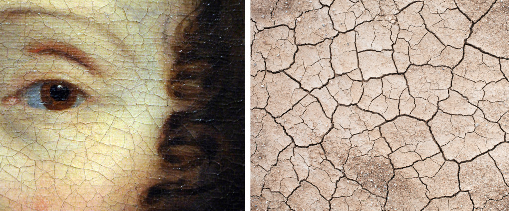 Representation of what craquelure looks like under a microscope