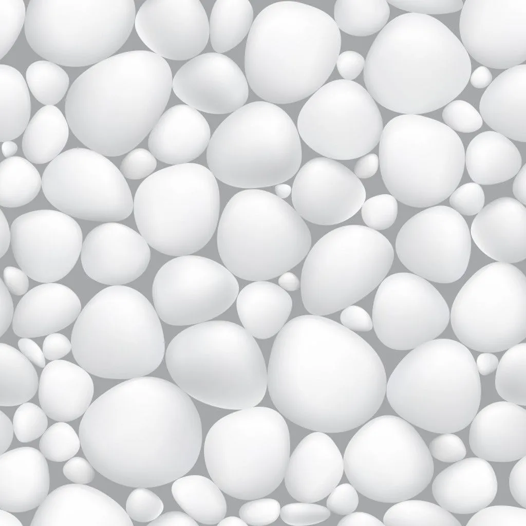 Seamless White Stone Wall Pattern Textured Background with Round Pebbles and Rocks