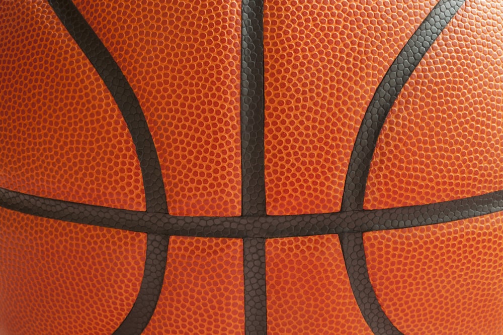 Close,Up,Shot,Of,A,Basketball,Showing,The,Black,Seams