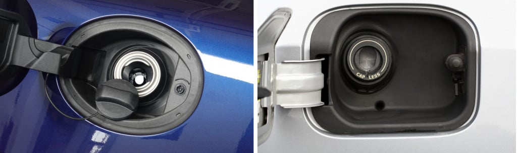 Fuel fillers can either have the traditional screw on cap or a cap-less mechanism