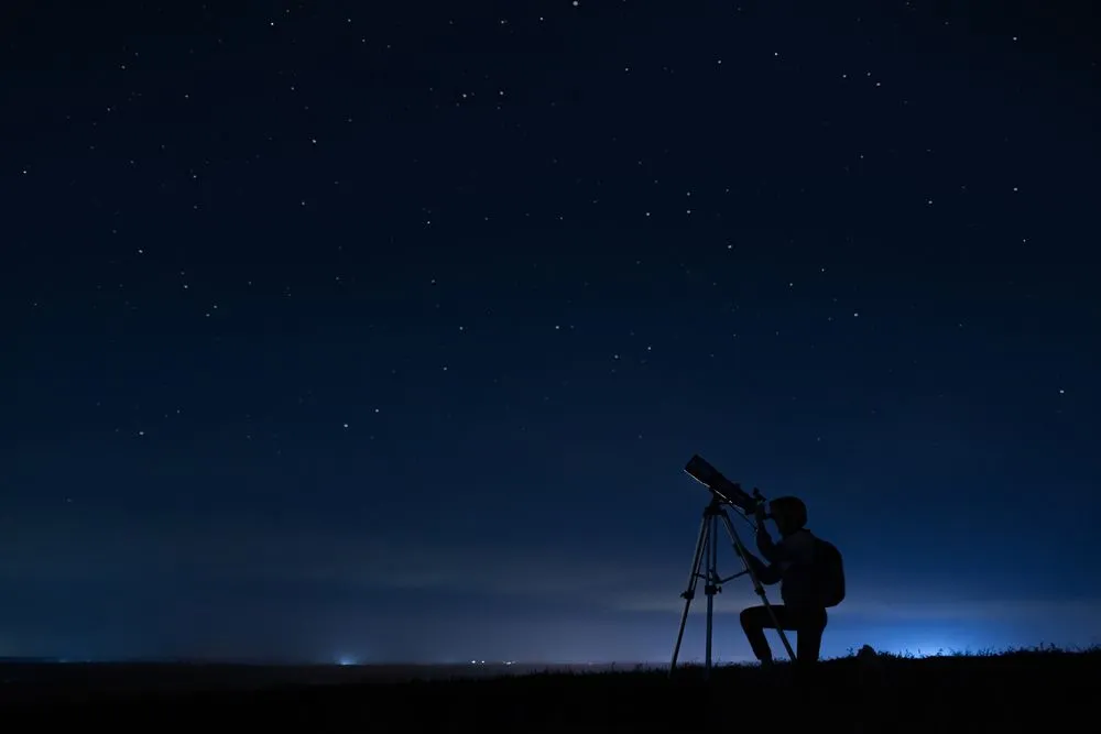 Human,Silhouette,And,Telescope,,A,Woman,Looks,Through,A,Telescope