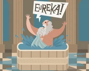 archimedes of syracusa ancient genius mathematician inventor saying eureka in the bath